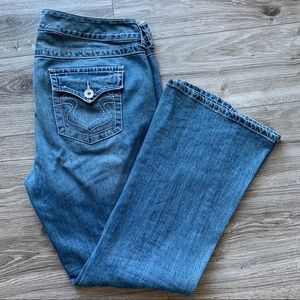 TORRID Jeans Distressed Flared Leg Blue Size 16